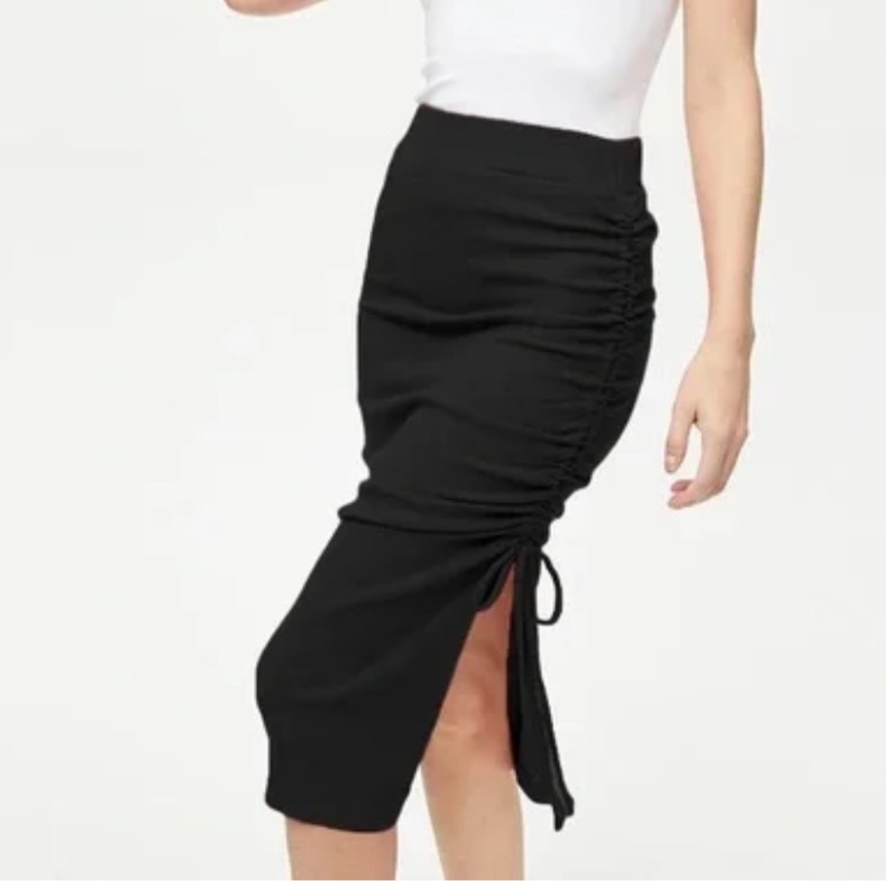 MICHAEL STARS Black Ribbed Lisa Marie Midi Skirt S
